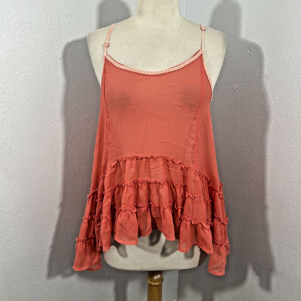 Paper Crane Top Womens M Asym Tiered Ruffle Fairycore Feminine Y2K